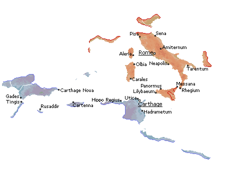 Borders early in 2nd war (238 BCE)