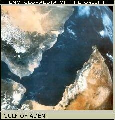 Satellite image of Gulf of Aden. Yemen on top, Somalia below. Photo: NASA.