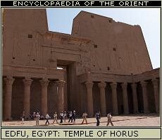 Second pylon of the Temple of Horus at Edfu, Egypt.