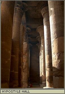 Impressive columns of the Hypostyle Hall in the Temple of Khnum at Esna, Egypt.