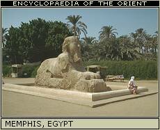 The face of the sphinx at Memphis, Egypt.