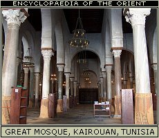 Interior of Great Mosque, Kairouan, Tunisia.
