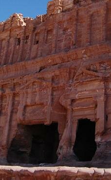 The tomb of Sextius Florentius is mainly interesting for its wide facade and one of the finest plays of colours in the rocks. Petra, Jordan