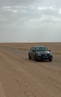 Rented car in the desert, Tunisia